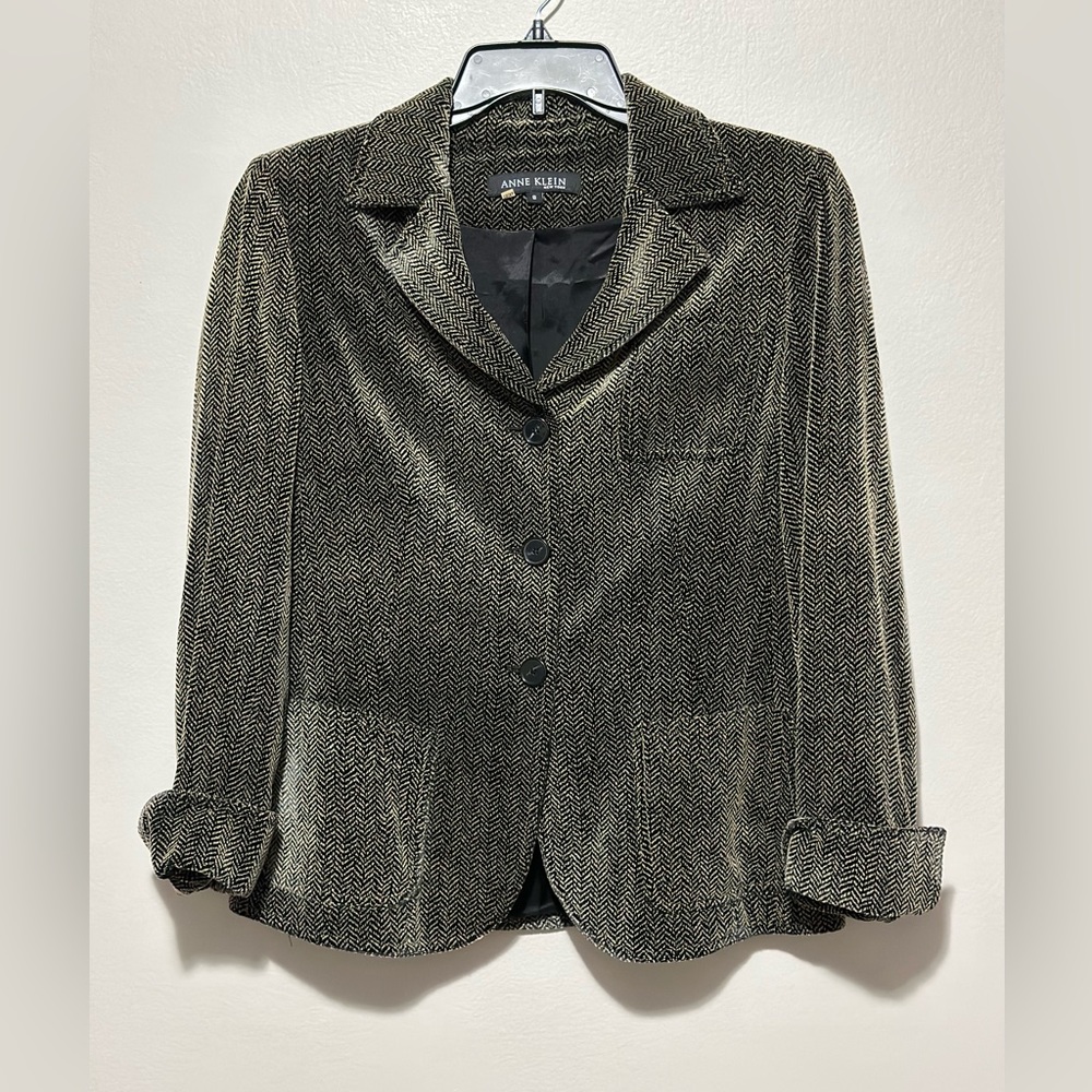 Anne Klein New York Women’s Size 8 Blazer Jacket Office Career Chevron Black